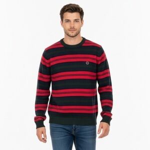 Vintage 90’s Tommy Hilfiger Striped Red navy green Men's L Sweater crew neck